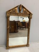 An 18th century style gilt composition wall mirror, width 76cm, height 128cm
