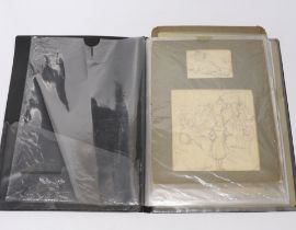 Folio of 18th / 19th century and later pen, ink and pencil sketches, Figural studies, children and