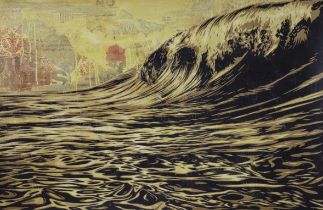 Shepard Fairey (American, b.1970-), lithograph poster, 'Dark Wave', signed in pencil, 91 x 61cm,
