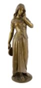 Pierre Marie François Ogé (1849-1912), a bronze figure of a tambourine girl standing with the