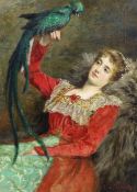Mariquita Jenny Moberly RI (British 1855-1937), oil on canvas, Lady with a Quetzel, signed and dated