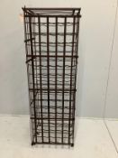 A French wrought iron wine cage, width 53cm, depth 58cm, height 165cm
