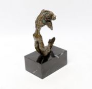 After Dali, a small bronze figure on marble base, 15cm