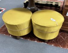 A pair of French Art Deco circular footstools, diameter 50cm, height 37cm
