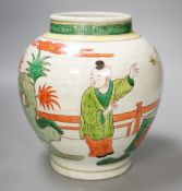 A Chinese famille verte jar, 22cm