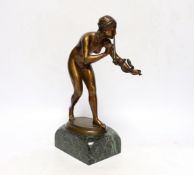 After Rudolf Kaesbach (1873-1955), a bronze model of a snake charmer, 29cm