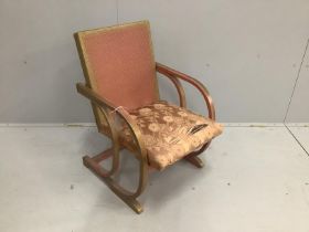 A Lloyd Loom adjustable chair with bentwood arms, width 52cm, depth 51cm, height 80cm