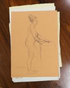 Clifford Hall (1904-1973), nine pen, ink and pencil sketches on paper, Figural studies and nudes,
