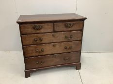 A George III mahogany chest of two short and three long drawers, on bracket feet, width 96cm,