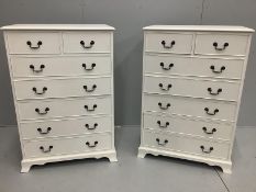 A pair of reproduction mahogany chests of seven drawers, later painted, width 79cm, depth 46cm,