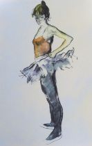 Donald Hamilton Fraser (Scottish 1929-2009), colour screenprint, Full length study of a ballerina,