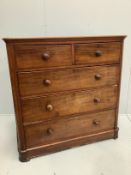 A Victorian mahogany chest of two short and three long drawers, width 119cm, depth 52cm, height