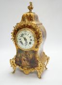 A French Vernis Martin style mantel clock, 31cm