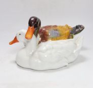 A Herend porcelain duck group, 28cm long