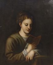 After Antonio da Correggio (Italian, 1489-1534), oil on canvas, 'St Catherine reading', 75 x 62cm