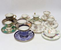 A group of 19th century and later cups and saucers including a Royal Yacht example