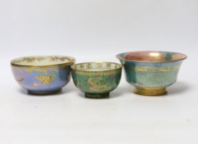 A small Wedgwood dragon lustre footed bowl, with Chinese characters and dragon to centre, together