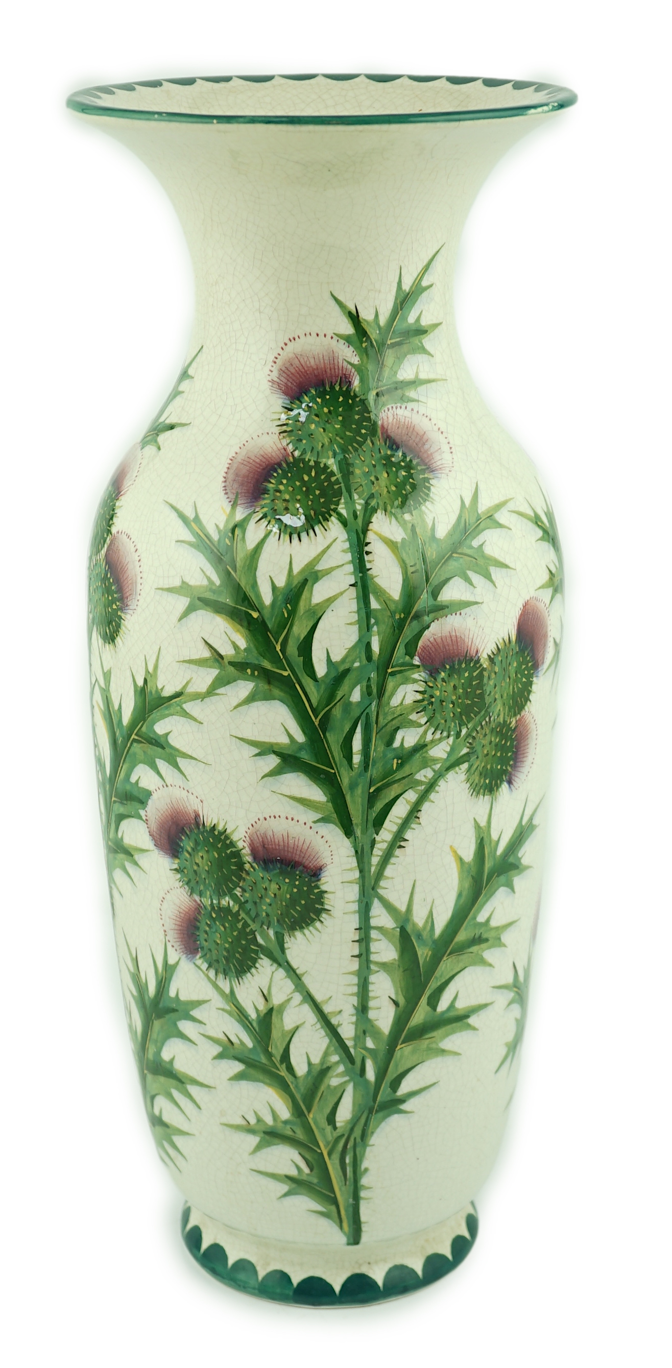 A large Wemyss ‘thistle’ pattern Elgin vase, early 20th century, probably painted by James Sharp,
