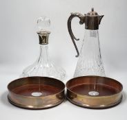 A Carr's of Sheffield modern silver mounted cut glass ship's decanter and stopper with matching