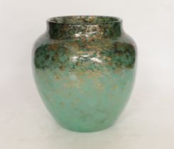 A Monart green glass vase, 17cm