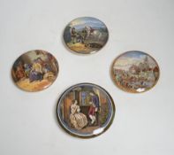 Eight Victorian ceramic Prattware pot lids