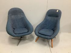 Two Lurashell chairs, larger width 80cm, height 104cm