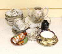 A group of Japanese ceramics, possibly Meiji including a teapot, miniature Kutani vase and