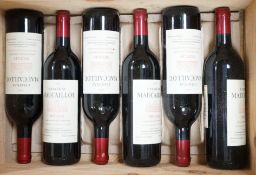 A case of six bottles Chateau Maucaillou, Moulis 1990 wine