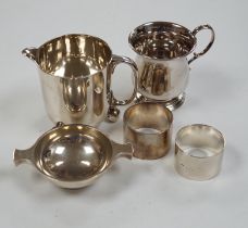 Small silver to include a christening mug, a Victorian milk jug, London, 1872 a trinket box, a small