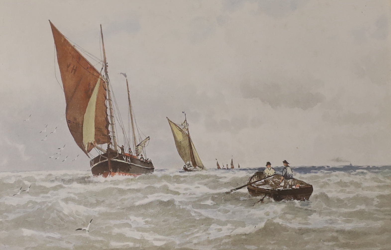 George Stanfield Walters (1838-1924), pair of watercolours, Shipping off the coast, each signed, - Image 3 of 4