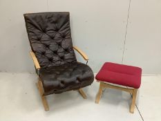A Mogens Hansen chair frame, with later seat cushion, width 63cm, depth 73cm, height 104cm and