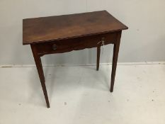A George III rectangular mahogany side table, width 76cm, depth 42cm, height 72cm