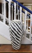 A large contemporary decorative ‘zebra stripe’ table lamp, approximately 65cm excluding light