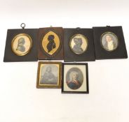 A quantity of miniatures comprising oil of an 18th century gentleman wearing a wig, three 19th