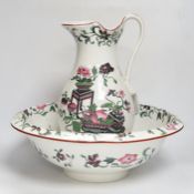 A Spode chinoiserie design jug and basin set