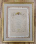 A framed early 20th century silk opera programme, Royal Opera House Covent Garden, State Performance