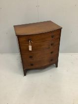 A small Regency mahogany bowfront four drawer chest, adapted, width 60cm, depth 42cm, height 71cm