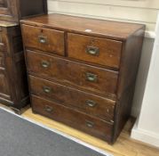 A 19th century mahogany two part military chest, width 91cm, depth 44cm, height 93cm