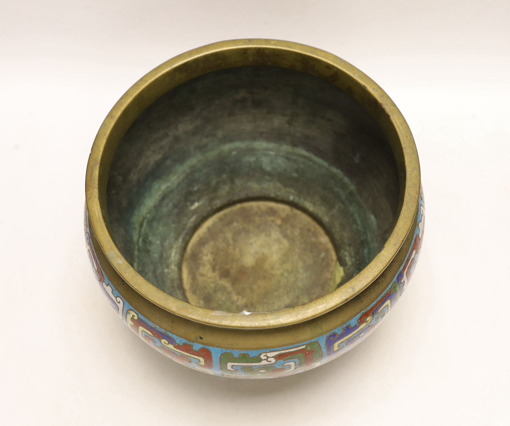 A Japanese champleve enamel and brass jardiniere, 19cm high - Image 3 of 4