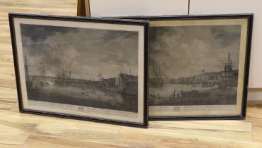 After Richard Paton (1717-1791) pair of engravings, 'A view of the Royal Dockyard at Deptford'
