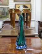 A Murano glass table lamp base, 49.5cm high overall