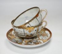 A group of Japanese ceramics, Meiji period and later including satsuma saucers and Imari cup and