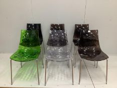Six Calligaris ice chairs, width 44cm, depth 48cm, height 79cm