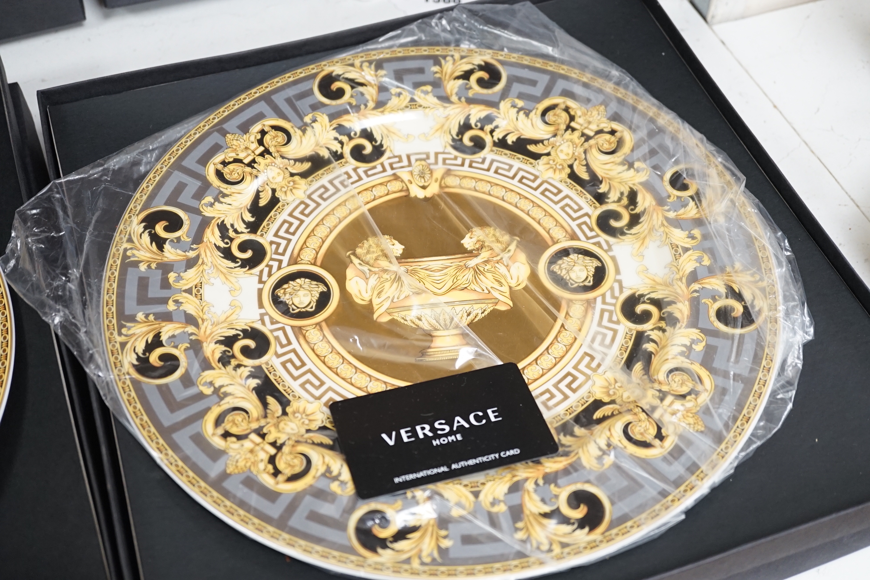 Four Rosenthal porcelain Versace ‘Prestige Gala’ plates, 30,5cm diameter (boxed) - Image 3 of 4