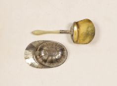 A George III silver jockey cap caddy spoon, Birmingham, 1798?, 54mm and another George III silver