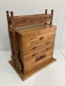 A Chinese carved pine sectional dowry chest, width 92cm, depth 50cm, height 111cm
