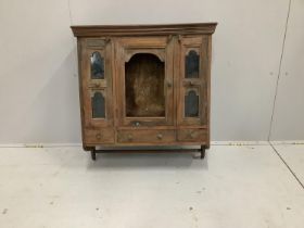 A Continental hardwood wall cabinet, width 71cm, depth 26cm, height 76cm