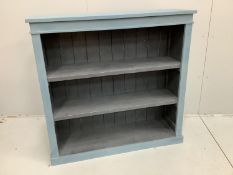 A Victorian style painted open bookcase, width 120cm, depth 38cm, height 117cm