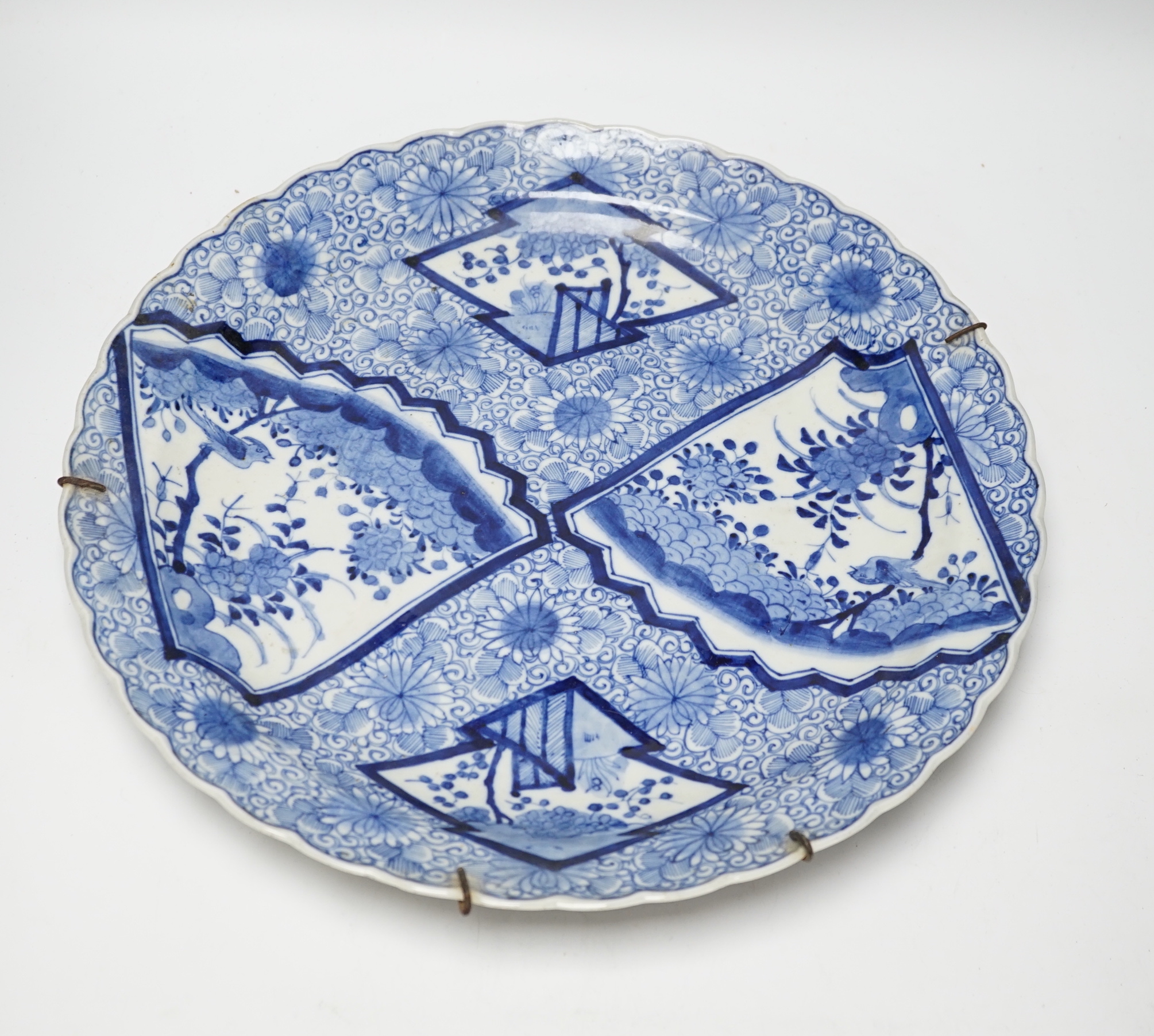 A Japanese blue and white charger, early 20th century, 40cm diameter