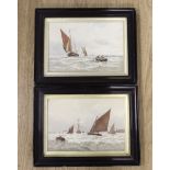 George Stanfield Walters (1838-1924), pair of watercolours, Shipping off the coast, each signed,